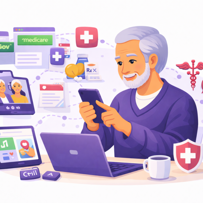 Techy Savvy senior Staying Connected With Health Services